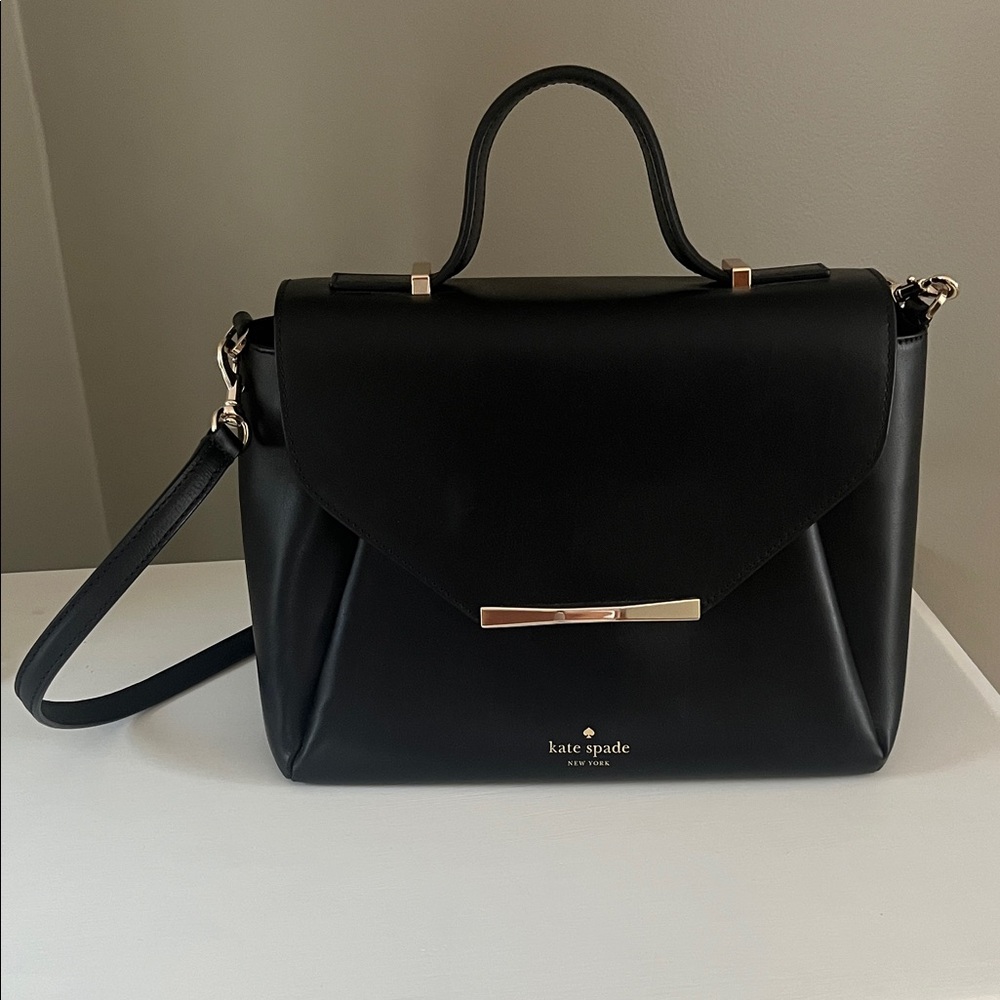 Kate Spade Black Satchel with Gold Accents